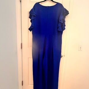 Elegant Blue Ruffle Sleeve Jumpsuit